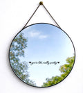 Laser engraved Circle mirror with chain