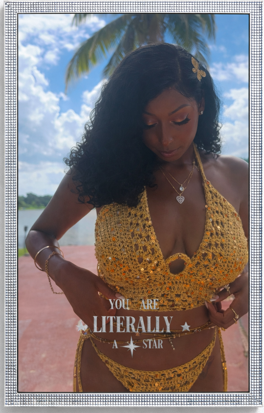 laser engraved mirror crochet swim suit 